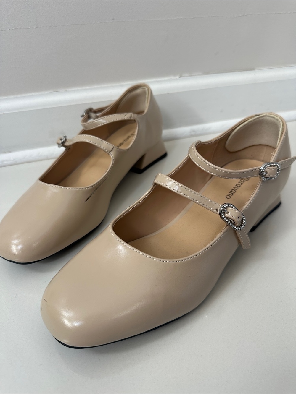 Classic Cream Mary Jane Flats with Decorative Buckles